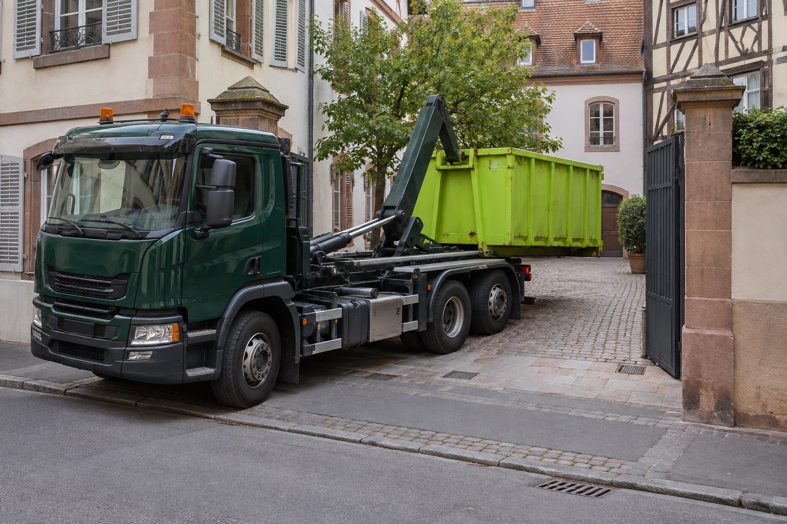 Accès camion à vérifier avant une pose de benne à Eckbolsheim